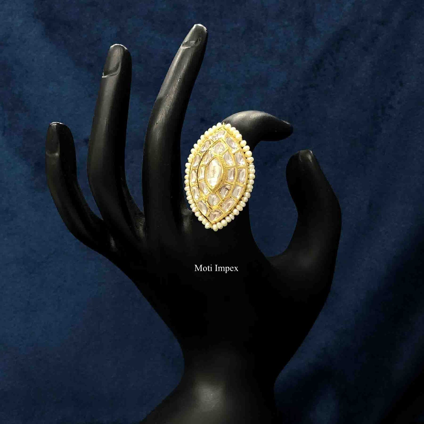 Polki Diamond Jadau Ring | 18k Gold And 24kt