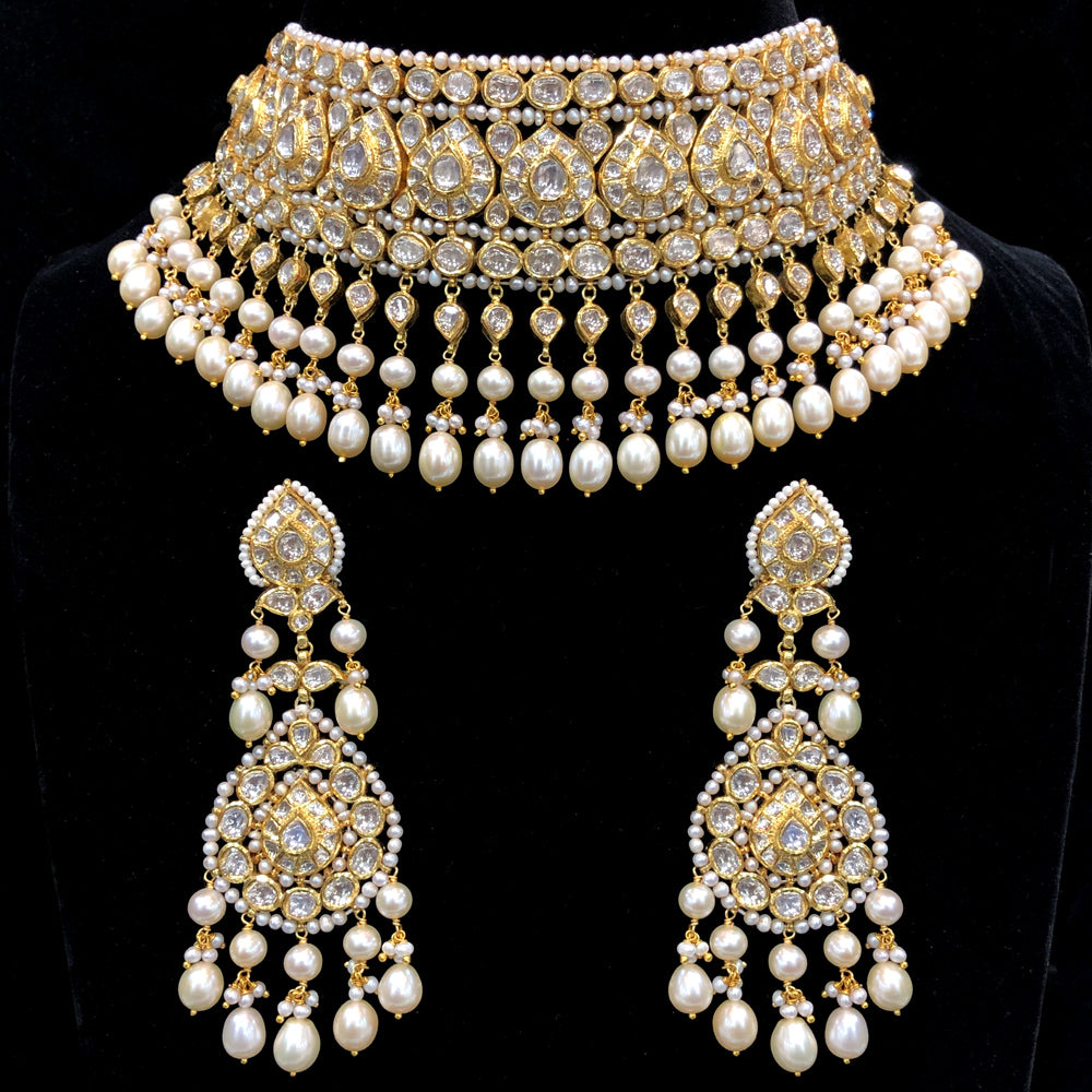 Jaipur Jewellers | Jadau Polki Choker Necklace in Gold Diamond Polki