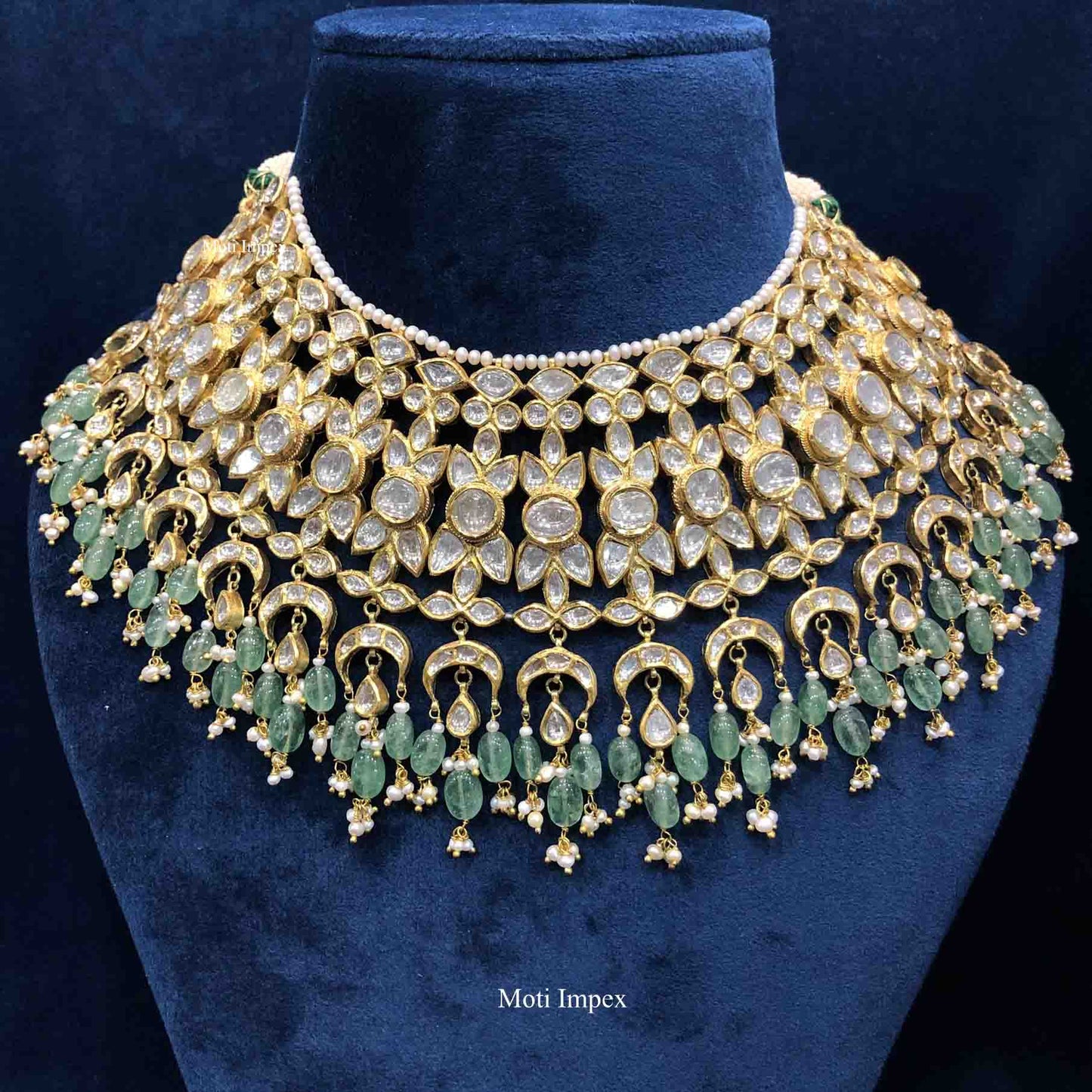 18k Gold Diamond Polki Choker I Jadau Choker Necklace Set | Wedding Necklace sets