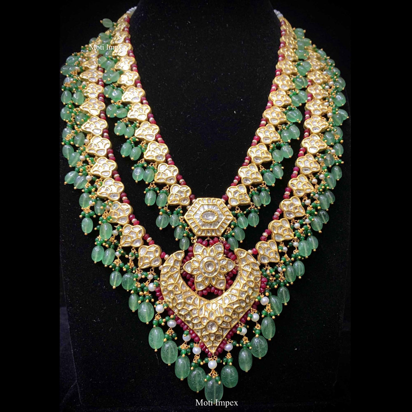 22k Gold Uncut Diamond Polki And Freshwater Pearls Rani Haar Long Necklace Set