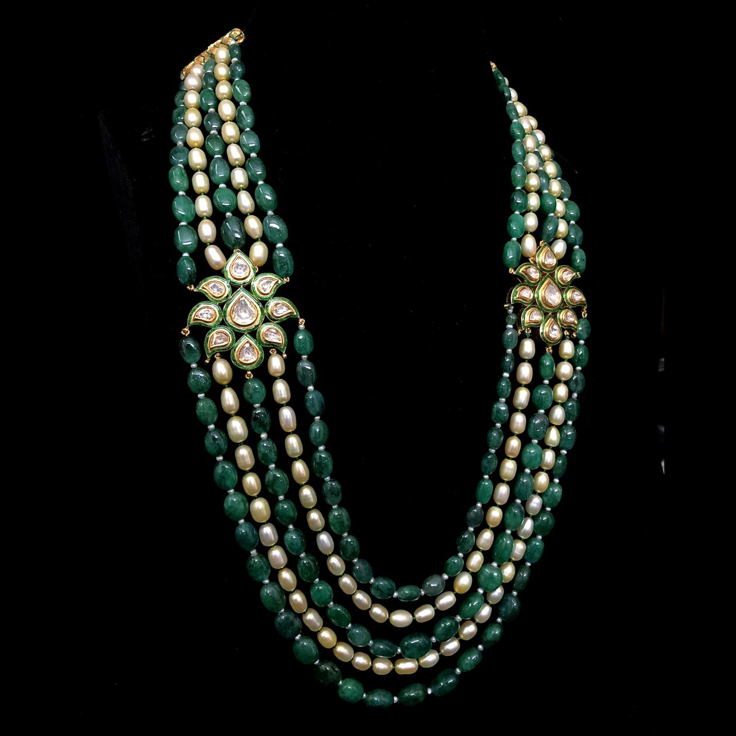 18k Gold Polki Diamond Kantha Necklace | Gemstone Jewellery