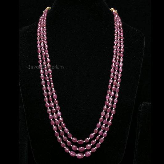 GF Rubies And Cultured Pearls Beads Necklace
