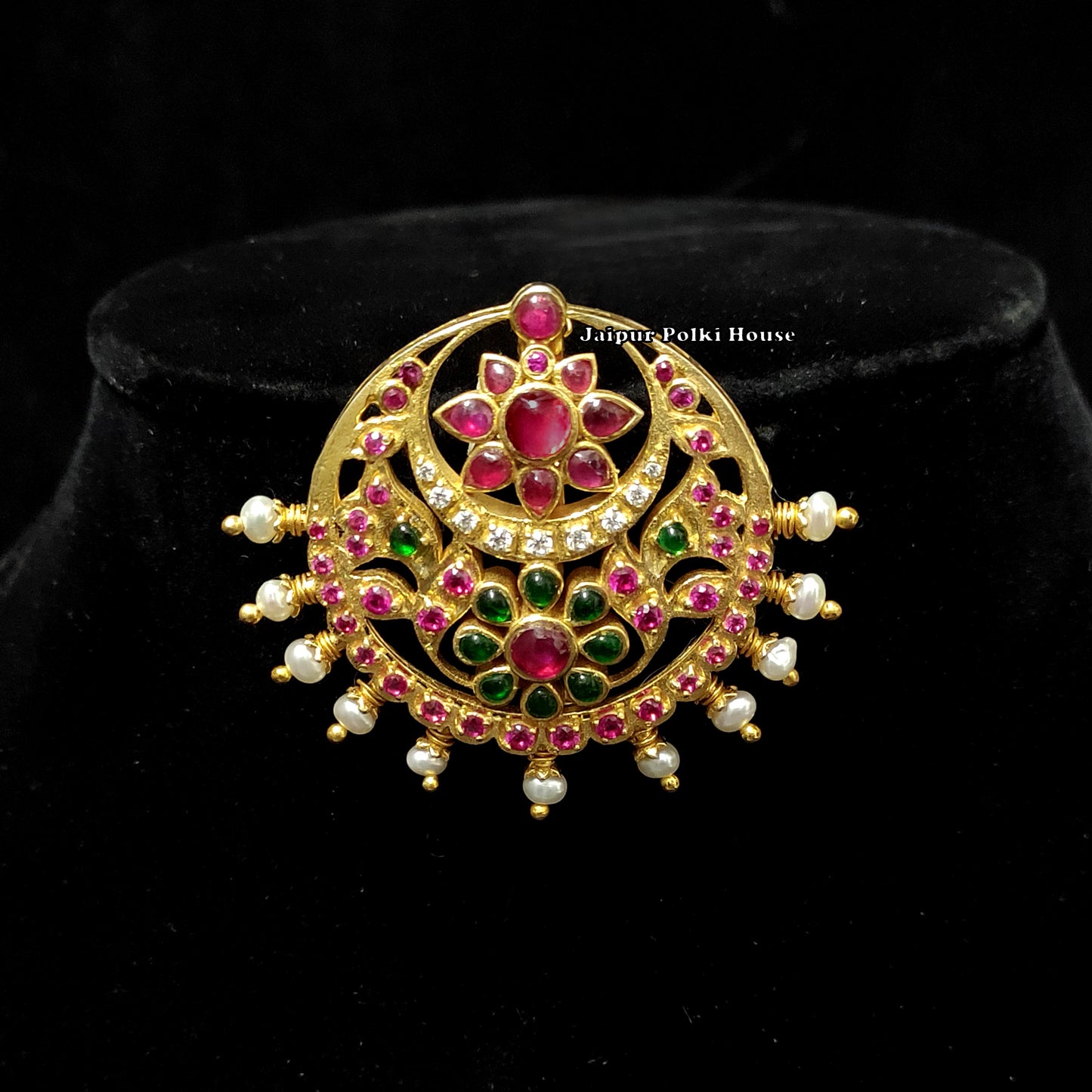 Gold Plated Silver Traditional Jadau Pendant