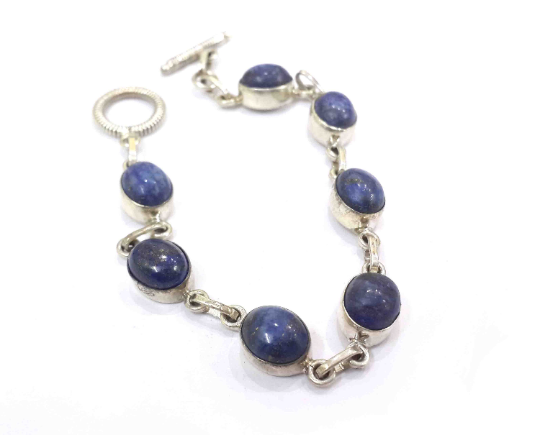 Natural Lapis Lazuli 925 Silver Bracelet