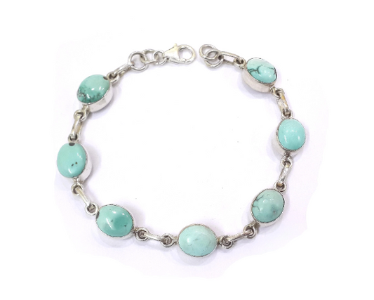 Turquoise Gemstone Silver Party Wear Bracelet