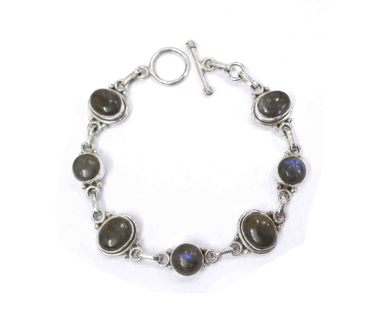 Labradorite Gemstone Silver Party Wear Bracelet