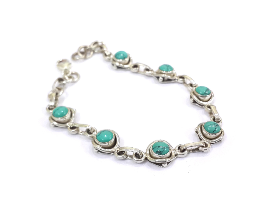 Turquoise Gemstone Silver Handmade Bracelet