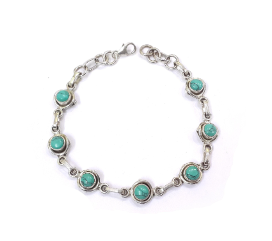Turquoise Gemstone Silver Handmade Bracelet