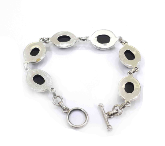 Black Onyx Natural Gemstone Silver Handmade Bracelet