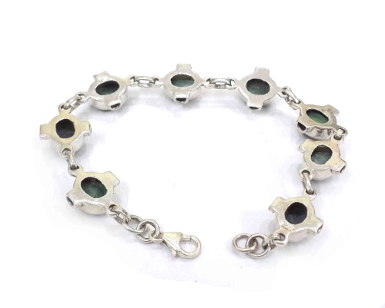 Natural Malachite Gemstone 925 Silver Handmade Bracelet
