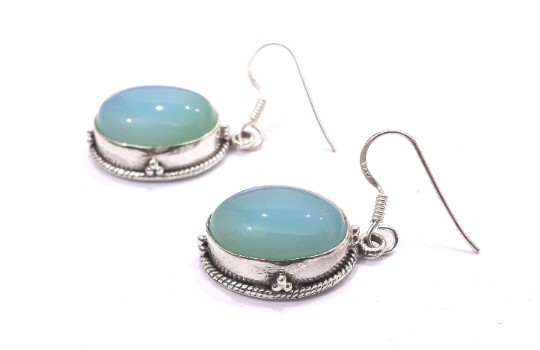 Natural Chalcedony 925 Silver Party Wear Earrings