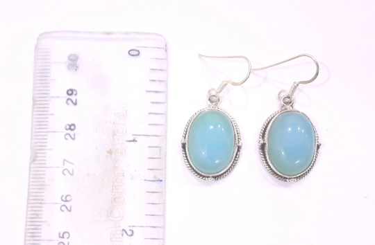 Natural Chalcedony 925 Silver Party Wear Earrings