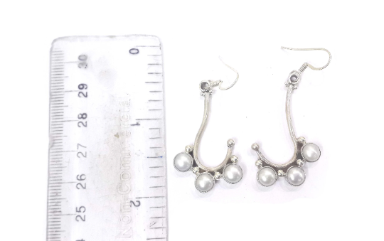 Beautiful Pearl 925 Silver Drop Dangle Handmade Earrings