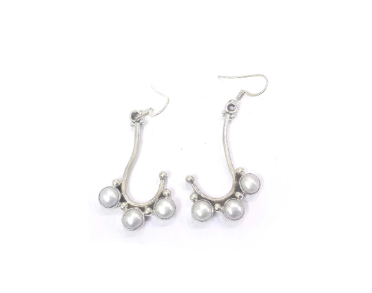 Beautiful Pearl 925 Silver Drop Dangle Handmade Earrings