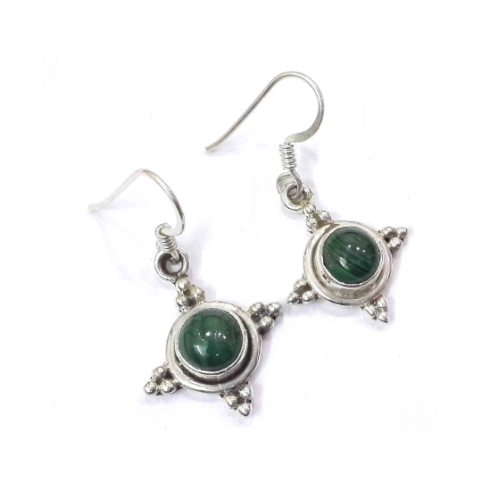 Natural Malachite 925 Sterling Silver Light Weight Earrings