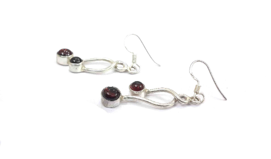 Natural Garnet Authentic Silver Party Wear Earrings