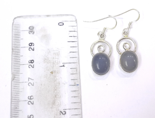 Natural Chalcedony 925 Silver Beautiful Light Weight Earrings