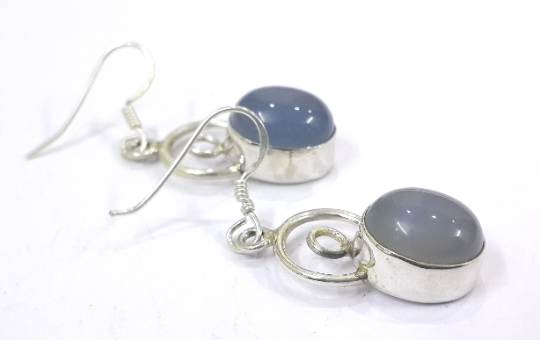 Natural Chalcedony 925 Silver Beautiful Light Weight Earrings
