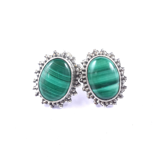Malachite Gemstone 925 Silver Earrings For Women & Girls