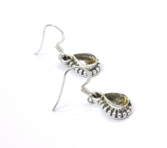 Small Citrine Gemstone Silver Beautiful Handmade Earrings