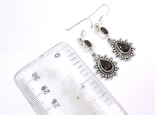 Smoky Quartz 925 Silver Earrings Set For Women & Girls