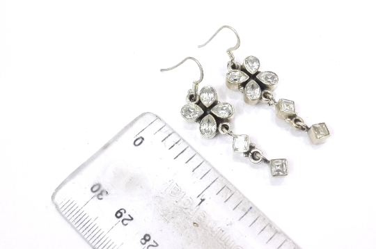 White Zircon Silver Handmade Earrings For Women & Girls
