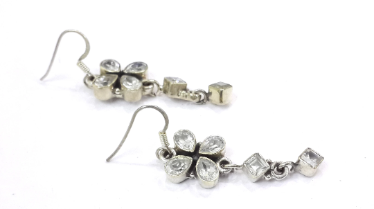 White Zircon Silver Handmade Earrings For Women & Girls