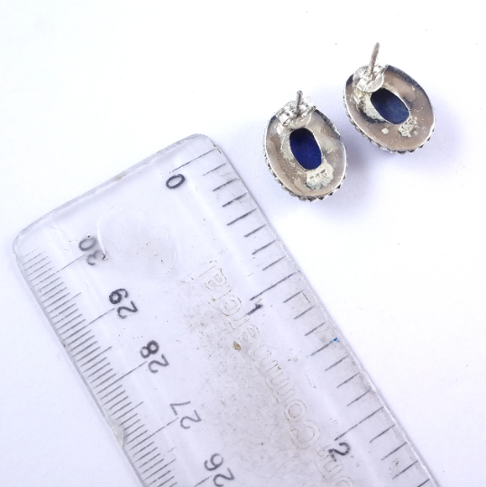 Lapis Lazuli 925 Silver Handmade Beautiful Earrings