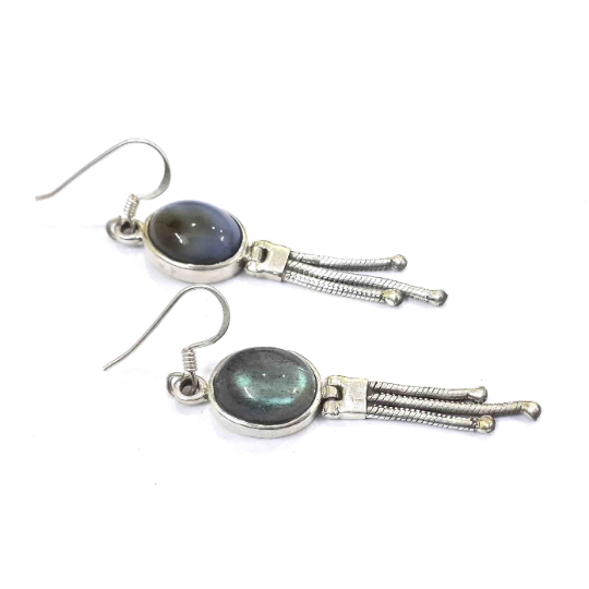Labradorite Gemstone 925 Silver Drop Dangle Earrings