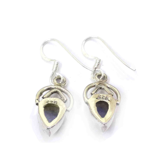 Natural Labradorite Gemstone 925 Sterling Silver Earrings Set