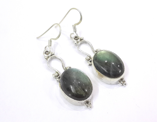 Natural Labradorite Authentic 925 Silver Handmade Earrings