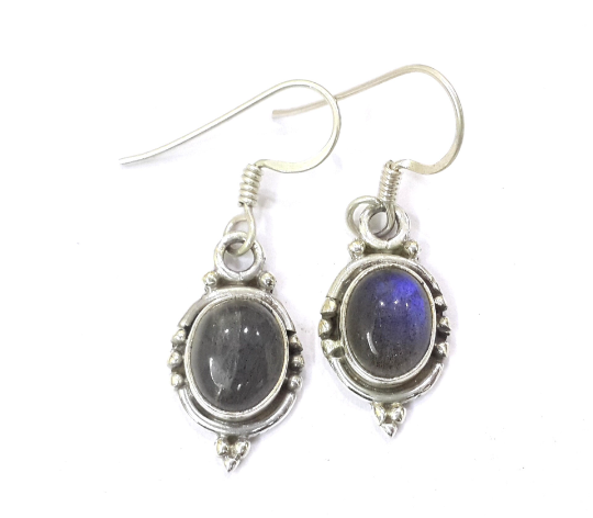 Rainbow Moonstone Smooth Oval Silver Light Weight Earrings