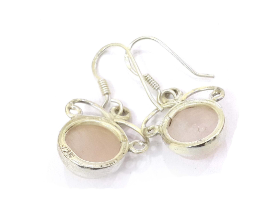 Rose Quartz Silver Handmade Drop Dangle Earrings