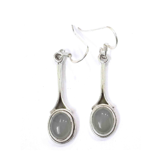 Chalcedony Gemstone 925 Silver Handmade Earrings