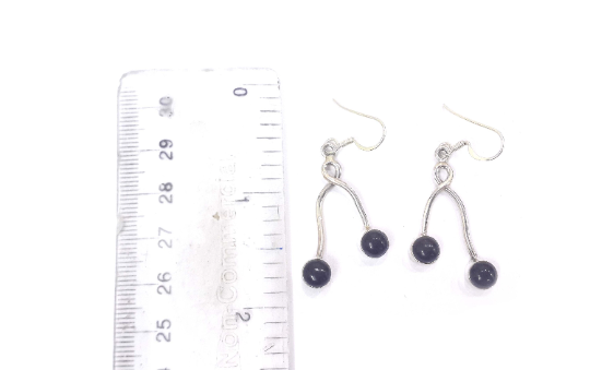 Black Onyx Gemstone Genuine Silver Drop Dangle Earrings
