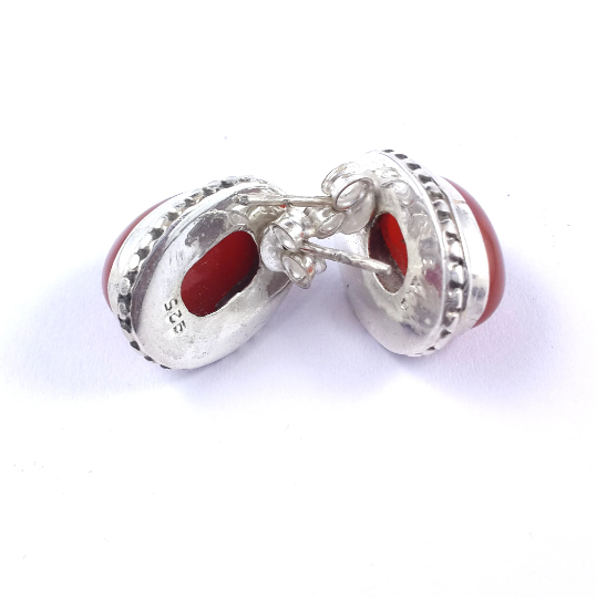 Carnelian Gemstone 925 Sterling Silver Handmade Earrings