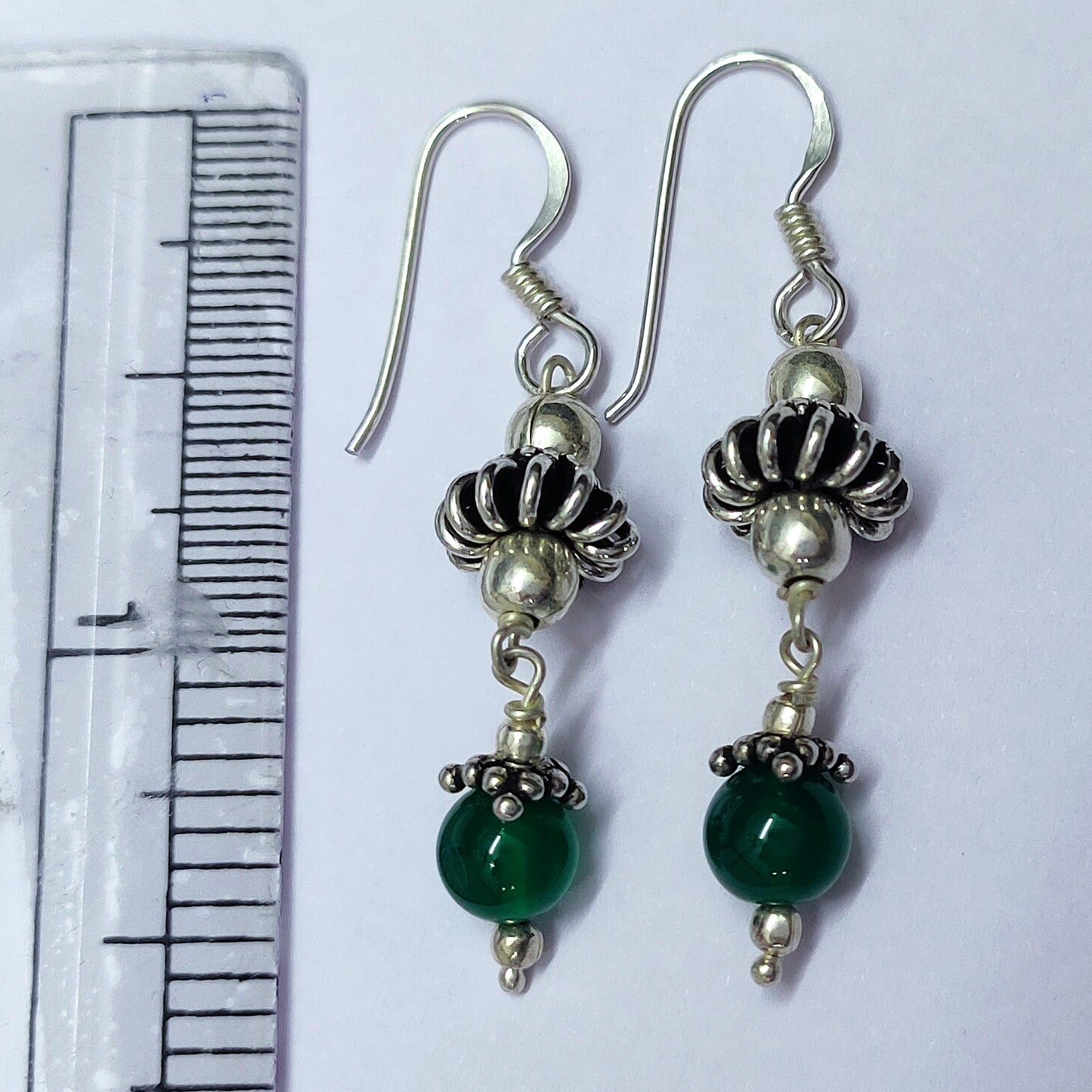Green Onyx 925 Sterling Solid Silver Earrings