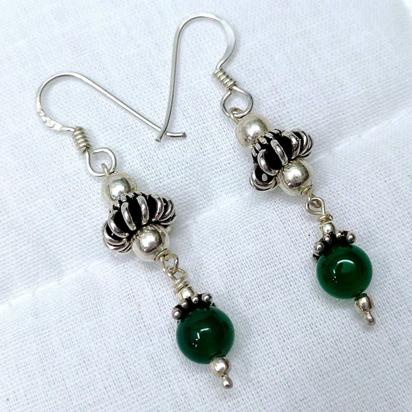 Green Onyx 925 Sterling Solid Silver Earrings