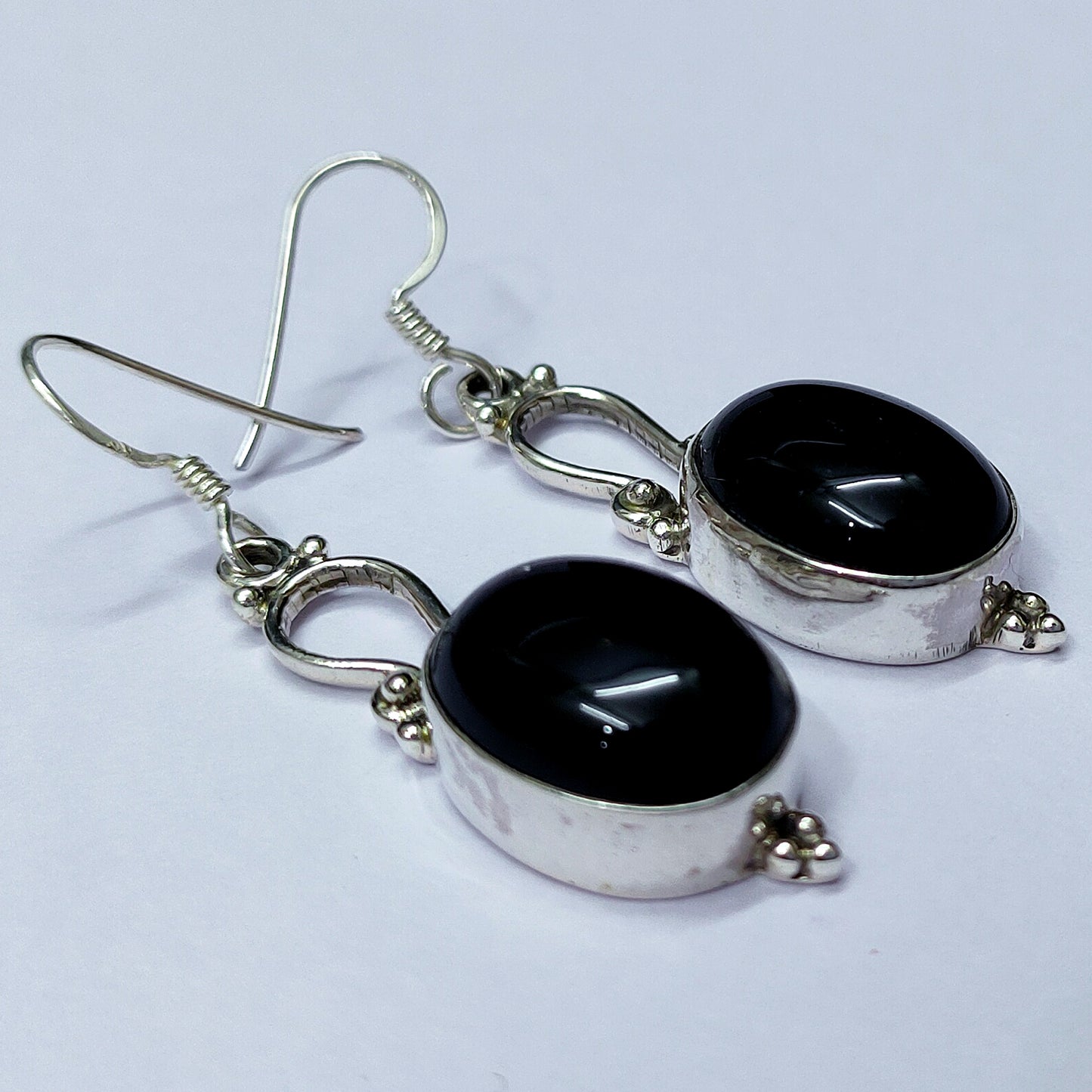 Black Onyx Gemstone 925 Sterling Silver Earrings