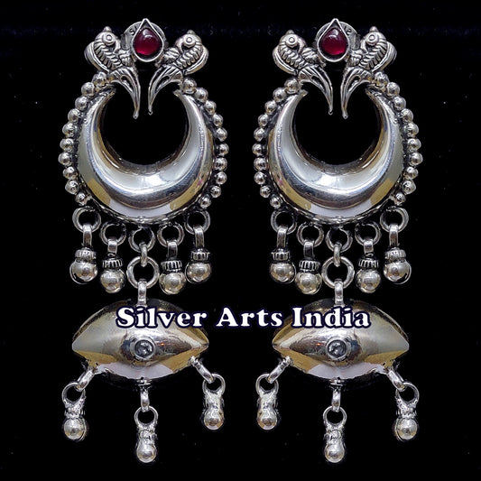 925 Silver Kundan Polki Drop Ancient Look Earrings