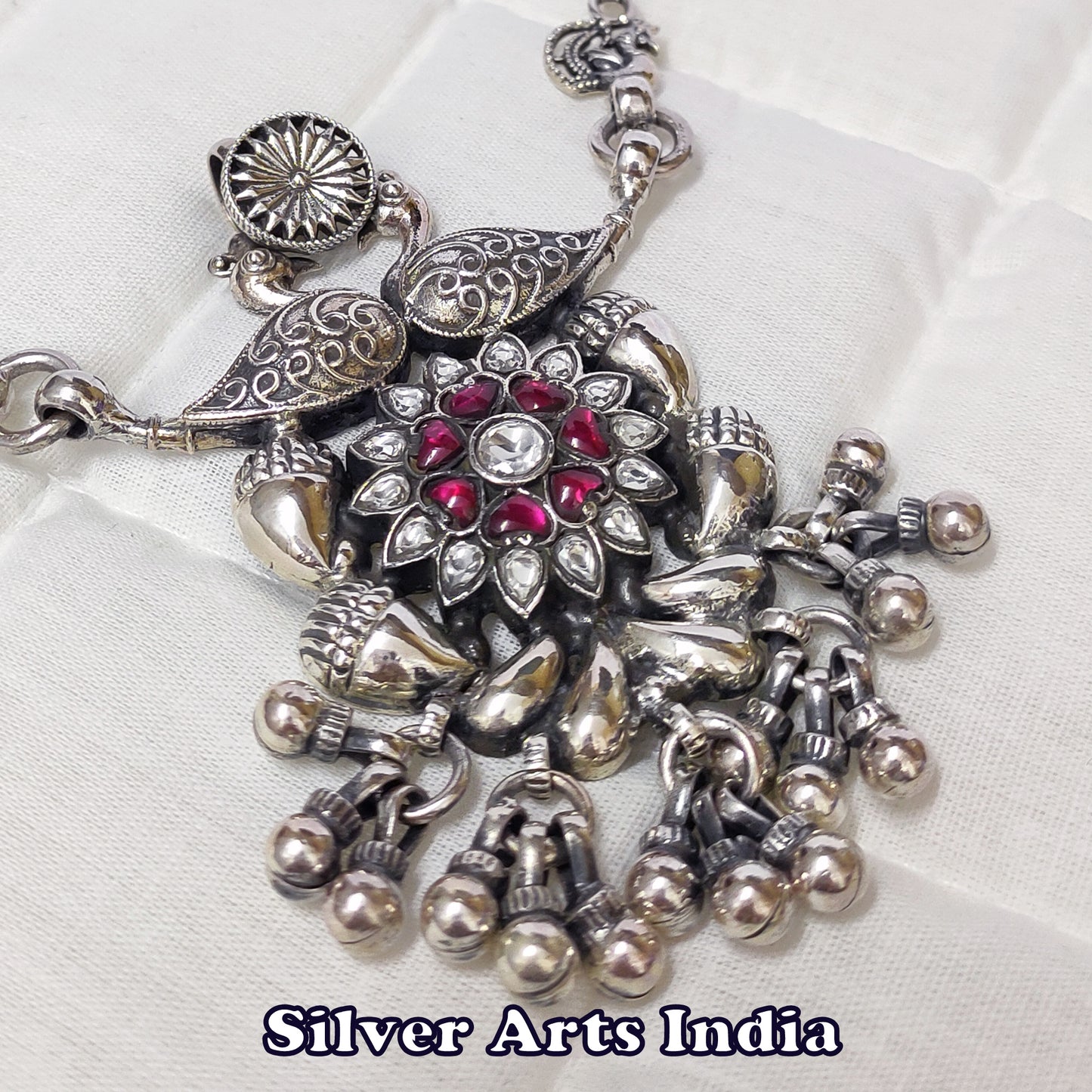 Kundan Polki Silver Ancient Look Adjustable Necklace