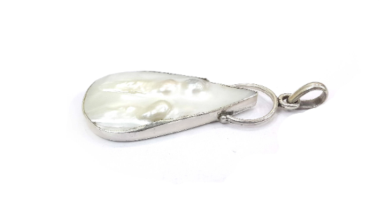 Mother of Pearl Natural Gemstone Silver Charm Pendant