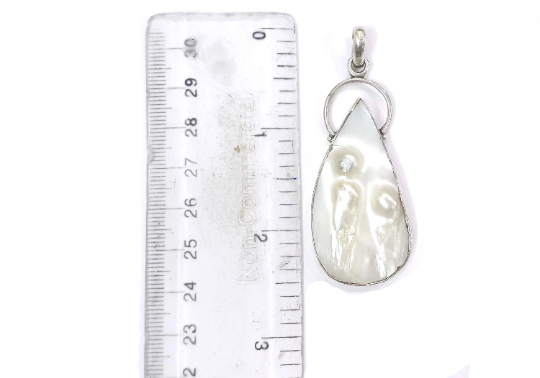 Mother of Pearl Natural Gemstone Silver Charm Pendant