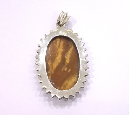 Natural Agate 925 Silver Party Wear Pendant