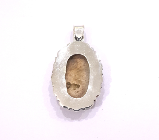 Natural Agate Party Wear Silver Handmade Pendant
