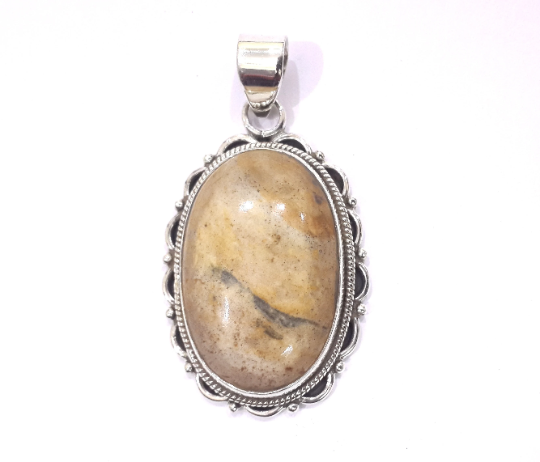 Natural Agate Party Wear Silver Handmade Pendant