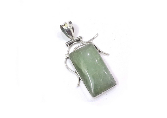 Natural Green Agate Gemstone Silver Charm Pendant