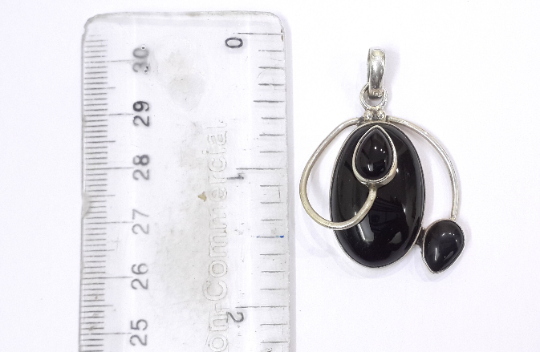 Natural Black Onyx Silver Pendant For Women And Girl