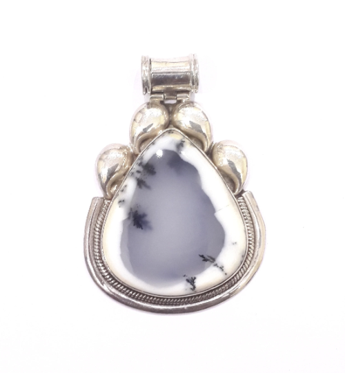 Natural Dendritic Opal Party Wear 925 Silver Pendant