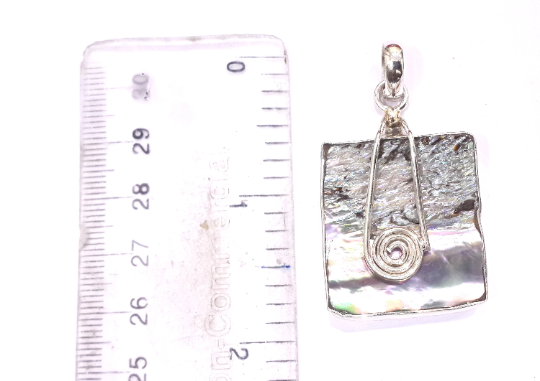 Pretty Abalone Shell Natural Gemstone 925 Silver Pendant
